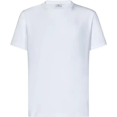 Weißes Baumwoll-Jersey T-Shirt mit Pegaso-Logo , Herren, Größe: M - ETRO - Modalova