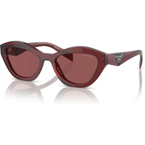 Transparente Rot/Dunkelviolette Sonnenbrille - Prada - Modalova
