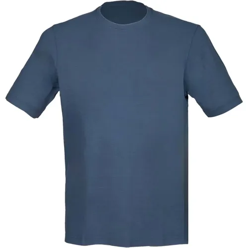 Denim Crepe Baumwoll T-Shirt mit Seitenschlitzen - Gran Sasso - Modalova