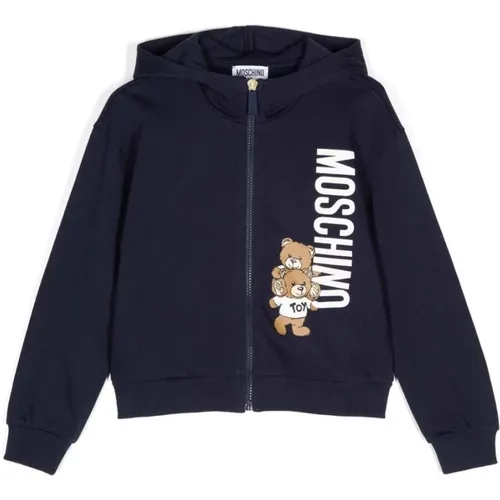 Blaue Teddy Bear Zip-Up Hoodie,Kinder Blauer Teddybär Pullover - Moschino - Modalova