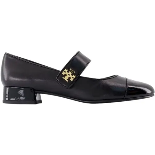 Schwarze Leder Mary Jane Ballerinas , Damen, Größe: 38 EU - TORY BURCH - Modalova