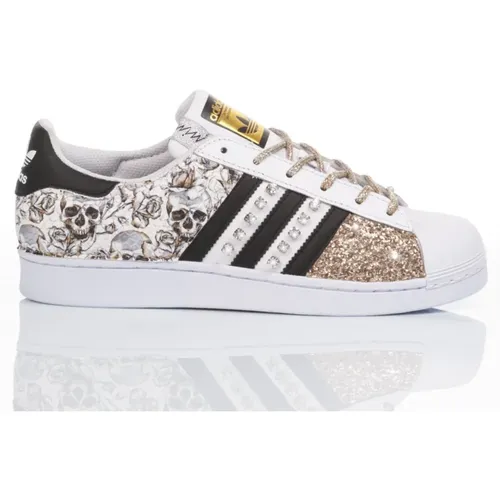 Handgefertigte Weiße Gold Sneakers , Damen, Größe: 37 1/3 EU - Adidas - Modalova