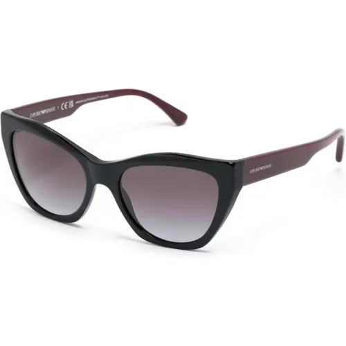 Schwarze Sonnenbrille mit Original-Etui , Damen, Größe: 54 MM - Emporio Armani - Modalova