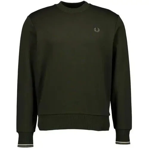 Baumwoll-Crewneck-Sweater mit geripptem Saum , Herren, Größe: M - Fred Perry - Modalova