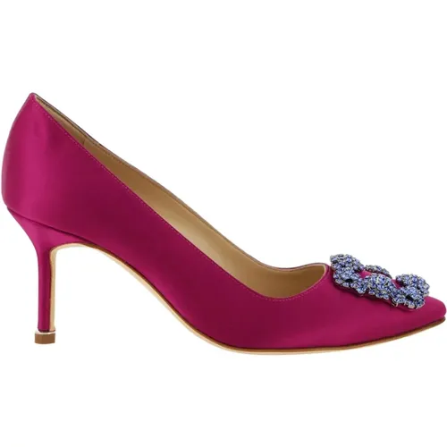 Crystal Detail Silk Pump , female, Sizes: 4 1/2 UK, 3 1/2 UK, 3 UK, 5 UK, 5 1/2 UK, 4 UK - Manolo Blahnik - Modalova