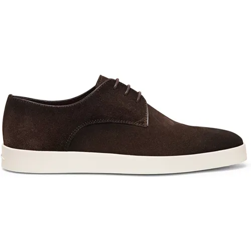 Wildleder Derby Schuh Elegantes Design Komfort , Herren, Größe: 41 1/2 EU - Santoni - Modalova