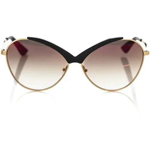 Schwarze Leder-Sonnenbrille , Damen, Größe: ONE Size - Frankie Morello - Modalova
