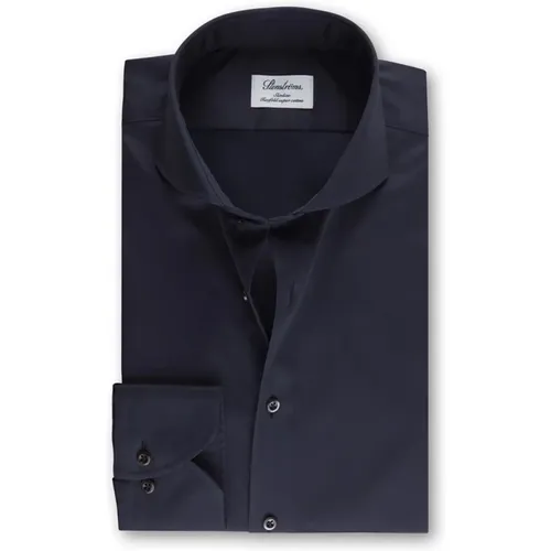 Navy Twill Shirt, Spread Collar, No. 31 Cuff , male, Sizes: L, 2XL, XL, 3XL - Stenströms - Modalova