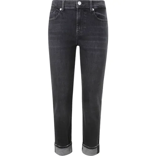 High Waist Skinny Jeans mit Manschette , Damen, Größe: W23 - 7 For All Mankind - Modalova