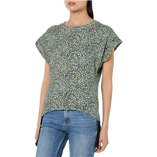 Floral Green T-shirt with Flap Sleeves , female, Sizes: L - Hugo Boss - Modalova
