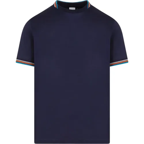 Navy Striped Cotton T-shirt , male, Sizes: L, S - PS By Paul Smith - Modalova
