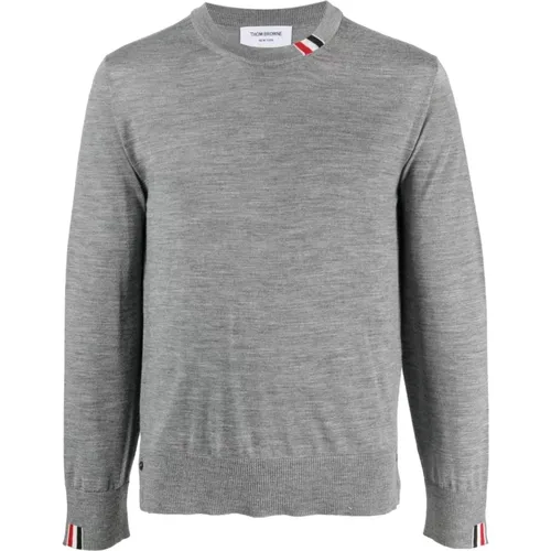 Grauer Logo-Patch Wollpullover , Herren, Größe: L - Thom Browne - Modalova