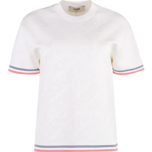 Strick-T-Shirt mit Kontrastkanten , Damen, Größe: XS - Fendi - Modalova