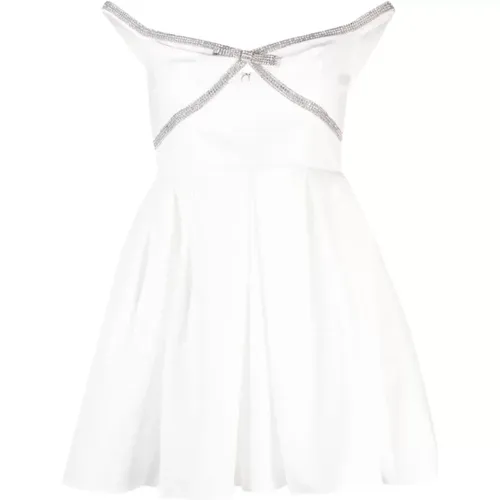 Weiße Kleid mit Diamantverzierungen , Damen, Größe: 2XS - Self Portrait - Modalova