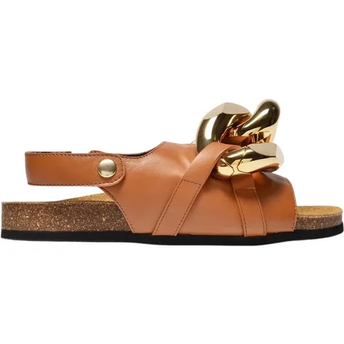 Schwarze Ledersandalen mit Kette , Damen, Größe: 35 EU - JW Anderson - Modalova