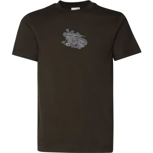 Cotton T-shirt with Knight Logo , male, Sizes: M, S, L, XL, 3XL - Burberry - Modalova