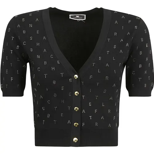 Schwarzer Sweatshirt Eleganter Stil , Damen, Größe: L - Elisabetta Franchi - Modalova