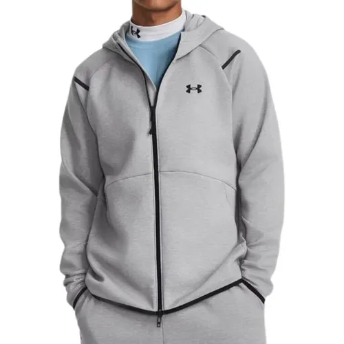 Grey Sweaters with Unstoppable Fleece Zip and Hood , male, Sizes: M - Under Armour - Modalova