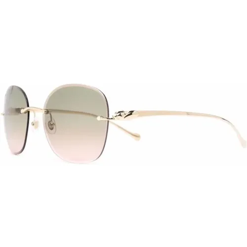 Gold Sunglasses for Everyday Use , female, Sizes: 55 MM - Cartier - Modalova