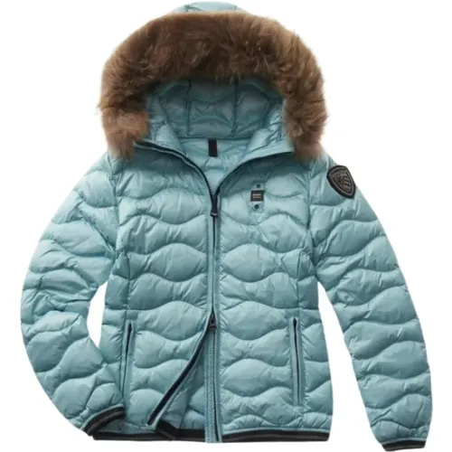 Clear Padded Coat with Fur Hood , female, Sizes: S - Blauer - Modalova