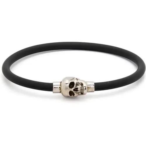 Schwarzes Gummischädelarmband , Herren, Größe: M - alexander mcqueen - Modalova