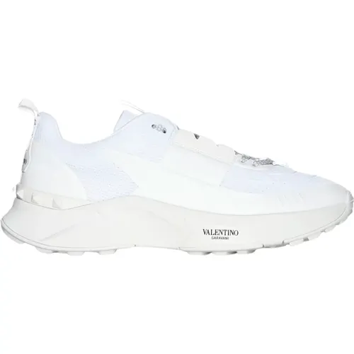 Weiße Mesh Low-Top Sneakers , Herren, Größe: 41 1/2 EU - Valentino Garavani - Modalova