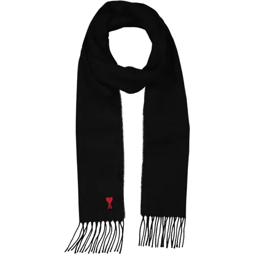 Heart Scarf Fringed Wool Solid Color , female, Sizes: ONE SIZE - Ami Paris - Modalova