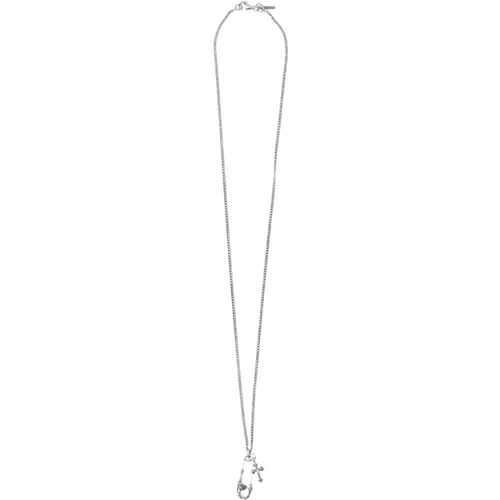 Silver Cross Necklace and Pin Set , unisex, Sizes: ONE SIZE - Emanuele Bicocchi - Modalova