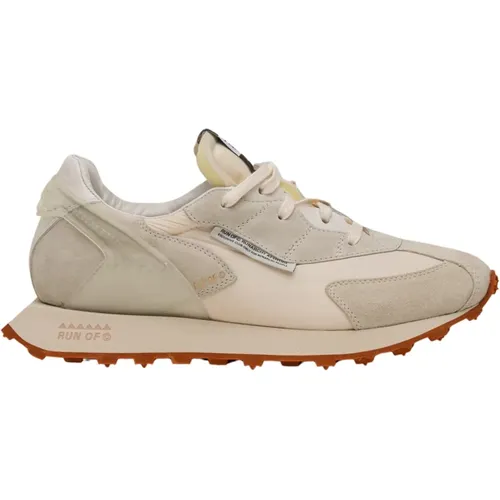 Sneakers aus Spaltleder mit weißen/orangen Sohlen - RUN OF - Modalova