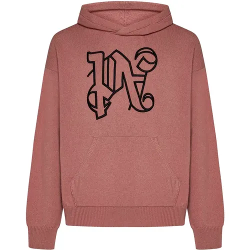 Schwarzer Hoodie mit Besticktem Logo , Herren, Größe: L - Palm Angels - Modalova