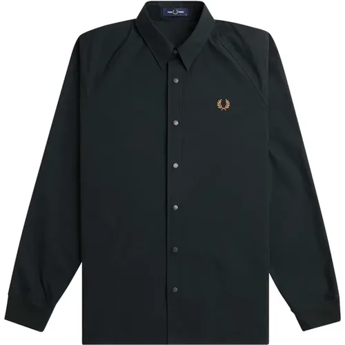 Raglan Overshirt Grün Dunkel Casual Herren , Herren, Größe: 2XL - Fred Perry - Modalova