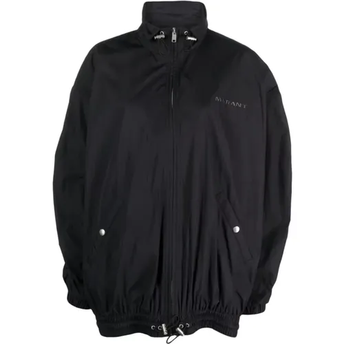 Schwarze Jacke mit Logo-Print , Damen, Größe: XS - Isabel Marant Étoile - Modalova