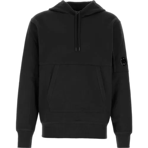 Stilvolles Schwarzes Baumwoll-Sweatshirt , Herren, Größe: XL - C.P. Company - Modalova