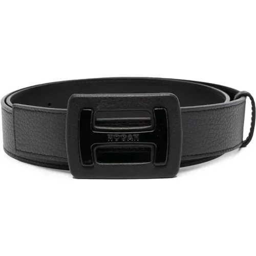 Leather Belt with Logo Buckle , female, Sizes: 95 CM, 90 CM, 100 CM, 85 CM - Hogan - Modalova