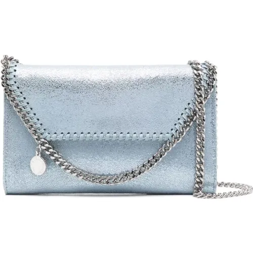 Blaue Metallic Kettenschultertasche , Damen, Größe: ONE Size - Stella Mccartney - Modalova