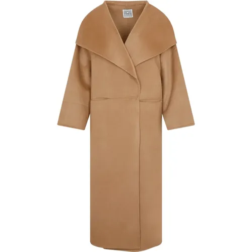 Camel Signature Coat , female, Sizes: XS, S - TotêMe - Modalova