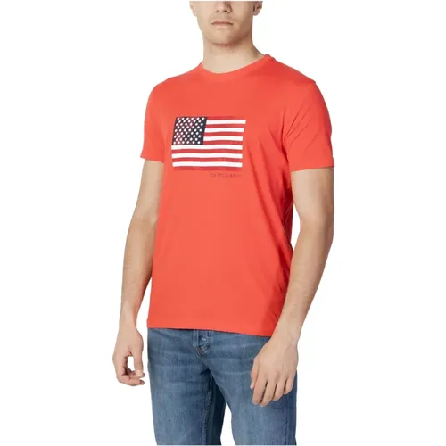 Rotes T-Shirt mit Kurzen Ärmeln und Print , Herren, Größe: L - U.s. Polo Assn. - Modalova