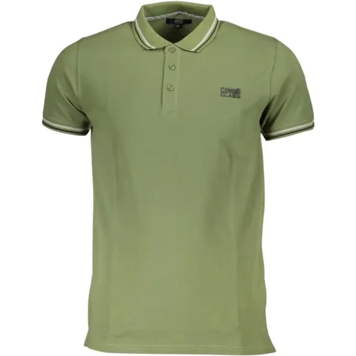 Grünes Baumwoll-Poloshirt mit Druck , Herren, Größe: XL - Cavalli Class - Modalova