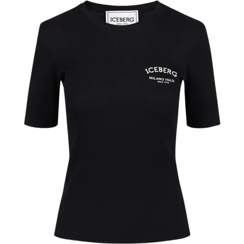 Modernes Slim Fit Baumwoll T-shirt , Damen, Größe: L - Iceberg - Modalova