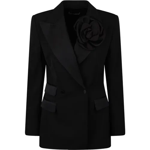 Floral-appliqué Double-Breasted Blazer , female, Sizes: XS - Dolce & Gabbana - Modalova