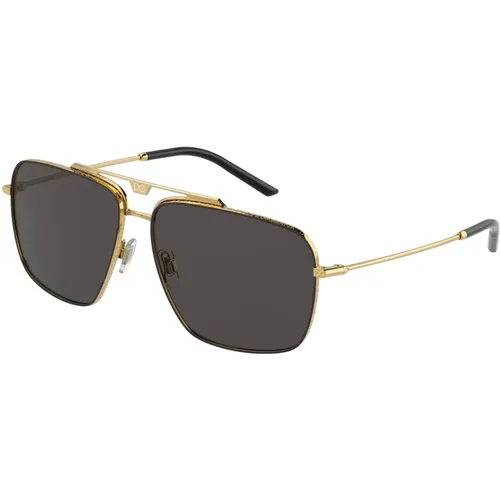 Slim DG 2264 Sunglasses Gold/Grey , male, Sizes: 61 MM - Dolce & Gabbana - Modalova