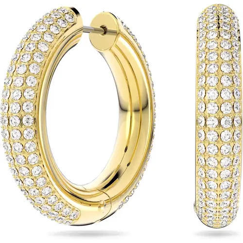 Dextera Hoop Earrings with White Crystals , female, Sizes: ONE SIZE - Swarovski - Modalova