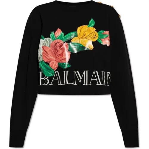 Bedruckter Sweatshirt , Damen, Größe: S - Balmain - Modalova