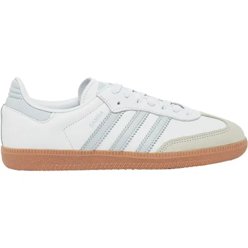 Weiße Ledersneakers mit Grauen Streifen , Herren, Größe: 35 1/2 EU - adidas Originals - Modalova