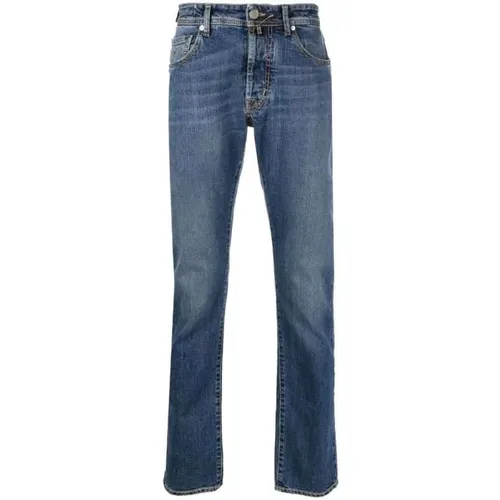 Distressed Slim-Fit Jeans with Embroidered Logo , male, Sizes: W37, W32 - Jacob Cohën - Modalova