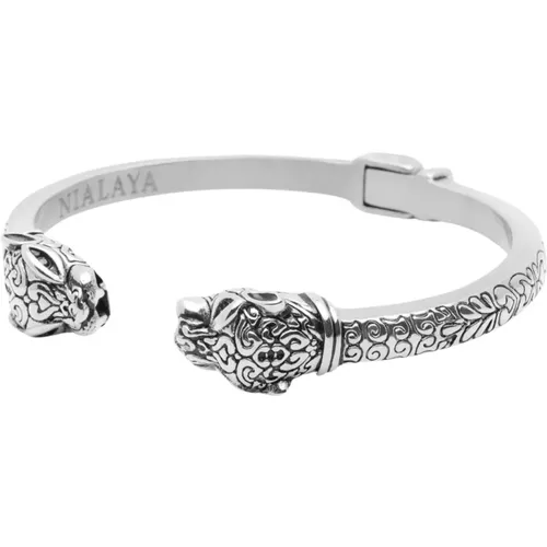 Women's Panther Bangle in Silver , Damen, Größe: S - Nialaya - Modalova