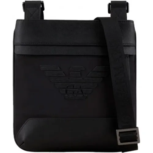 Schwarze Messenger-Tasche mit Logo - Armani - Modalova