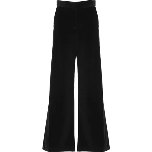 Schwarze Velvet Palazzo Hose MSGM - MSGM - Modalova