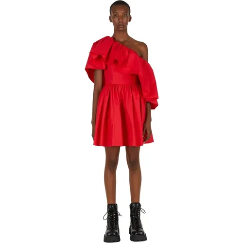 Asymmetrisches Rüschen Mini Kleid - alexander mcqueen - Modalova