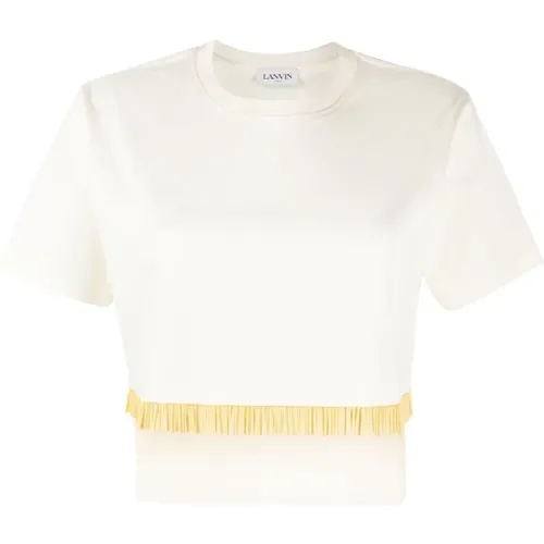 Fringed Cropped T-Shirt , female, Sizes: S - Lanvin - Modalova